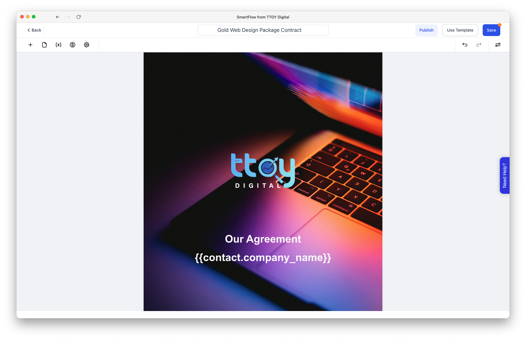 SmartFlow Proposals & Contracts - Document builder interface